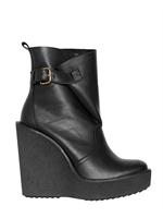 PIERRE HARDY - 120MM CALFSKIN LOW BOOT WEDGES - BLACK