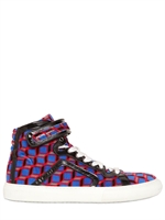 PIERRE HARDY - 20MM PRINTED VELVET HIGH TOP SNEAKERS - MULTICOLOR