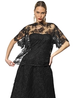 DOLCE & GABBANA - TOP IN PIZZO CHANTILLY - NERO