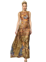 DOLCE & GABBANA - LANGES, BEDRUCKTES KLEID AUS SEIDENORGANZA - MULTI