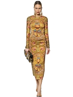 DOLCE & GABBANA - LANGES, BEDRUCKTES KLEID AUS KREPPCADY - MULTI