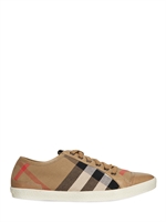 BURBERRY - SNEAKERS IN TELA DI COTONE CHECK E PELLE 20MM - CHECK/BEIGE