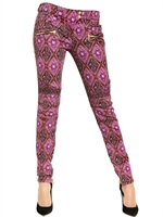 BALMAIN - PRINTED STRETCH COTTON DENIM BIKER JEANS - MULTI