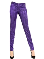 BALMAIN - WOOL BLEND JACQUARD TROUSERS - PURPLE