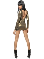 BALMAIN - LAMINATED VISCOSE KNIT DRESS - GOLD