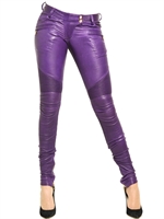 BALMAIN - BIKER NAPPA STRETCH LEATHER - PURPLE