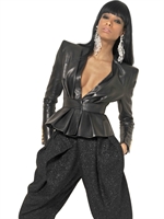 BALMAIN - NAPPA LEATHER KIMONO JACKET - BLACK