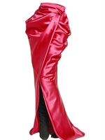 BALMAIN - WOOL/SILK SATIN LONG SKIRT - FUCHSIA