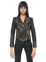 BALMAIN - QUILTED NAPPA LEATHER BIKER JACKET - BLACK