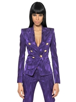 BALMAIN - WOOL BLEND JACQUARD JACKET - PURPLE