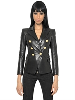 BALMAIN - DOUBLE BREASTED NAPPA LEATHER JACKET - BLACK