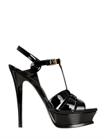 SAINT LAURENT - 140MM TRIBUTE TWO PATENT SANDALS - NOIR
