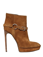 SAINT LAURENT - 130MM JANIS SUEDE POINTY BOOTS - CAMEL