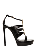 SAINT LAURENT - 130MM JANIS CALFSKIN & CHAIN SANDALS - BLACK