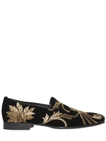 ALBERTO MORETTI ARFANGO - FLOWER EMBROIDERED VELVET LOAFERS - BLACK