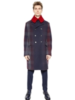 JIL SANDER - WOLLMANTEL MIT DÉGRADÉ-KARO - NAVYBLAU