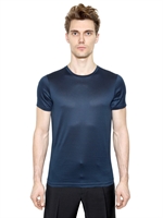 JIL SANDER - TWO TONE MERCERIZED COTTON T-SHIRT - PEACOCK/NAVY