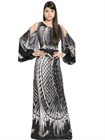 MAURIZIO PECORARO - LANGES, BEDRUCKTES KLEID AUS CREPE DE CHINE - SCHWARZ/WEIß