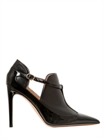 VALENTINO - 100MM OVERLAP PATENT LEATHER LOW BOOTS - BLACK