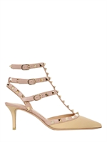 VALENTINO - 65MM ROCKSTUD CALFSKIN PUMPS - BEIGE