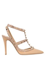 VALENTINO - 100MM PATENT LEATHER ROCKSTUD PUMPS - BEIGE