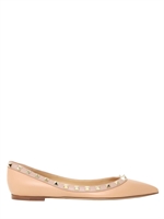 VALENTINO - 10MM ROCKSTUD CALFSKIN BALLERINA FLATS - BEIGE