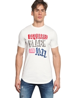 DSQUARED - BLACK AND JAZZ PRINTED COTTON T-SHIRT - WHITE