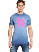 DSQUARED - JAZZ PRINTED COTTON JERSEY T-SHIRT - LIGHT BLUE