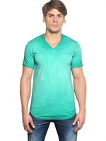 DSQUARED - DSQUARED CRACK PRINT JERSEY T-SHIRT - GREEN/LIGHT BLU