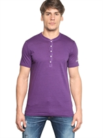 DSQUARED - DSQUARED CO.COTTON/LINEN SERAFINO SHIRT - PURPLE/WHITE