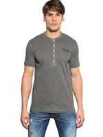 DSQUARED - COTTON/LINEN SERAFINO T-SHIRT - CHARCOAL/BLACK
