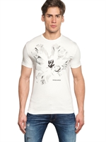 DSQUARED - FLOWER PRINTED COTTON JERSEY T-SHIRT - WHITE