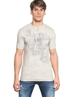 DSQUARED - PRINTED COTTON/SILK SERAFINO T-SHIRT - GREY