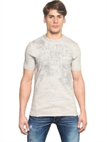 DSQUARED - PRINTED COTTON/SILK JERSEY T-SHIRT - GREY