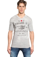 DSQUARED - PRINTED VISCOSE/COTTON JERSEY T-SHIRT - GREY