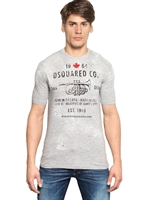 DSQUARED - PRINTED VISCOSE/COTTON JERSEY T-SHIRT - GREY