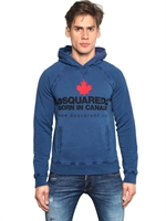 DSQUARED - FELPA IN COTONE CON CAPPUCCIO - BLU