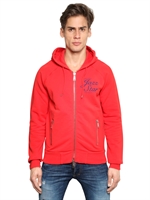 DSQUARED - FELPA IN COTONE CON CAPPUCCIO - CORALLO/BLU
