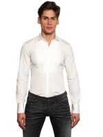 DSQUARED - CHIC POPLIN SLIM FIT TUXEDO SHIRT - WHITE