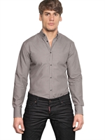 DSQUARED - MICROCHECK COTTON BUTTON DOWN SHIRT - BROWN/WHITE