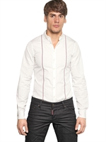 DSQUARED - SUSPENDERS CARPENTER COTTON POPLIN SHIRT - WHITE