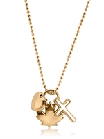 DSQUARED - HEART,CROSS AND LEAF PENDANT NECKLACE - GOLD