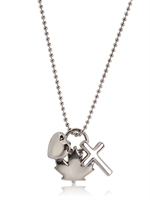 DSQUARED - HEART,CROSS AND LEAF PENDANT NECKLACE - SILVER