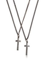 DSQUARED - LOGO EMBOSSED CROSS PENDANT NECKLACE - GUN METAL