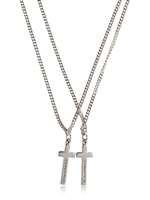 DSQUARED - LOGO EMBOSSED CROSS PENDANT NECKLACE - SILVER