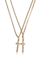 DSQUARED - LOGO EMBOSSED CROSS PENDANT NECKLACE - GOLD