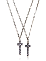 DSQUARED - SWAROVSKI CROSS PENDANT NECKLACE - NAVY/NICKEL