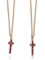 DSQUARED - SWAROVSKI CROSS PENDANT NECKLACE - BORDEAUX/GOLD