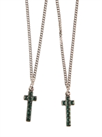 DSQUARED - SWAROVSKI CROSS PENDANT NECKLACE - GREEN/NICKEL