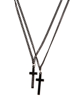 DSQUARED - ENAMELED CROSS PENDANT BRASS - BLACK